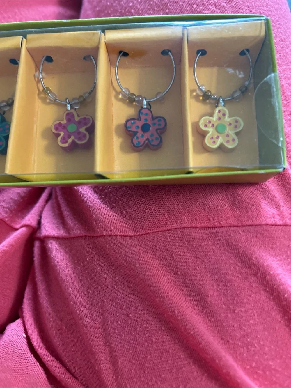Pier 1 Multicolor Flower Wine Charms